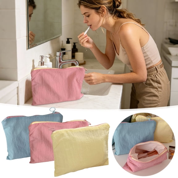 Nylon Toiletry Bag - Zippered Cosmetic Pouch, Travel Storage organizer, Water-Resistant Multipurpose Case, Portable Daily Use Pouch, JASKFLY