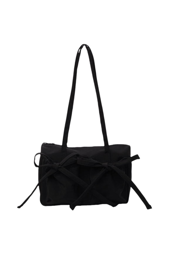 Nylon Tote Bag Cute Sweet Bow Purse Y2K Shoulder Bag Foldable Aesthetic Handbag Purse Ladies Underarm Bag Bowling Bag for Women