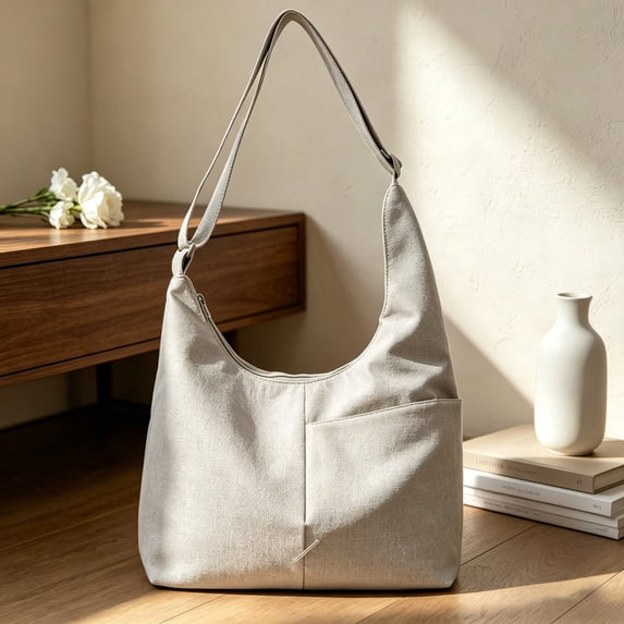 Nylon Tote Bag Large Capacity, Shoulder Bag for Commute with Pockets, Crossbody Tote Bag, Water Resistant Versatile Work Travel Bag