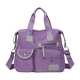 thumbnail image 1 of Nylon Tote Bag Waterproof Large Capacity Multi Pocket Travel Handbag Crossbody Bag for Outdoor Camping(Light Purple-50x35x13cm), 1 of 5