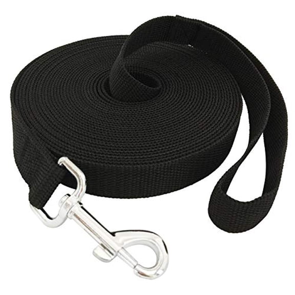 Nylon Training Dog Leash for Small Medium Large Dogs,1 Inch Wide,20ft 30ft 40ft 50ft Long Leash Dog/Puppy Lead for Obedience Recall Training,Camping,or Backyard (30 Foot,Black)