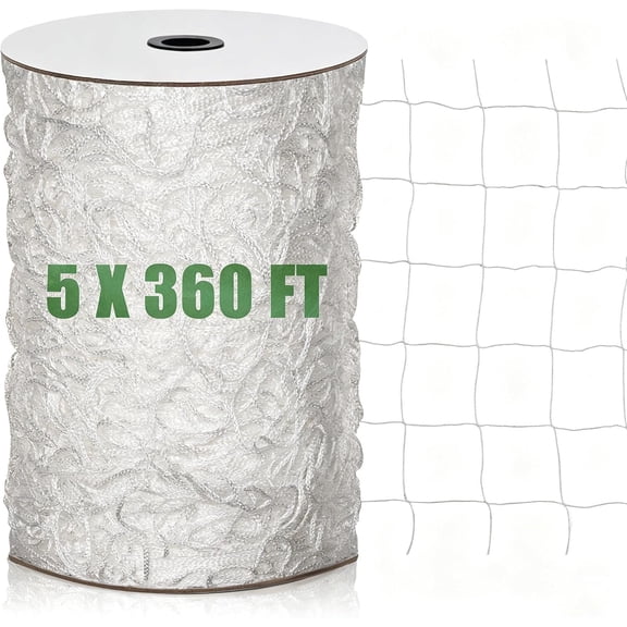 Nylon Trellis Netting Roll 5 x 360 ft,  Heavy Duty Garden Netting with 6 Inch Soft Mesh,  Support Mesh for Climbing , Vegetables, Fruits, Cucumbers, Peas, Tomatoes