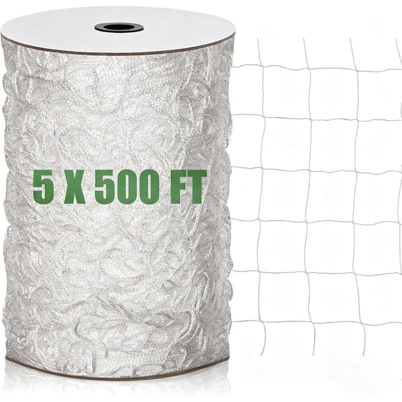 Nylon Trellis Netting Roll 5 x 500 ft, Heavy Duty Garden Netting with 6 Inch Soft Mesh, Support Mesh for Climbing , Vegetables, Fruits, Cucumbers, Peas, Tomatoes