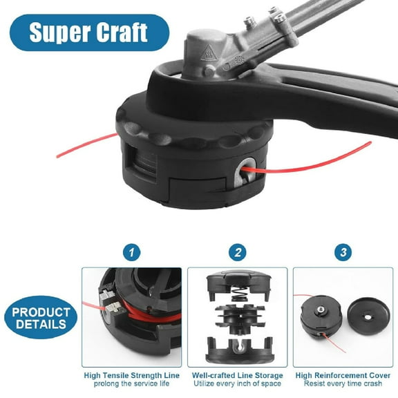 Nylon Trimmer Head, Universal Fit For SRM Series, Quick Install, Long,Lasting Performance