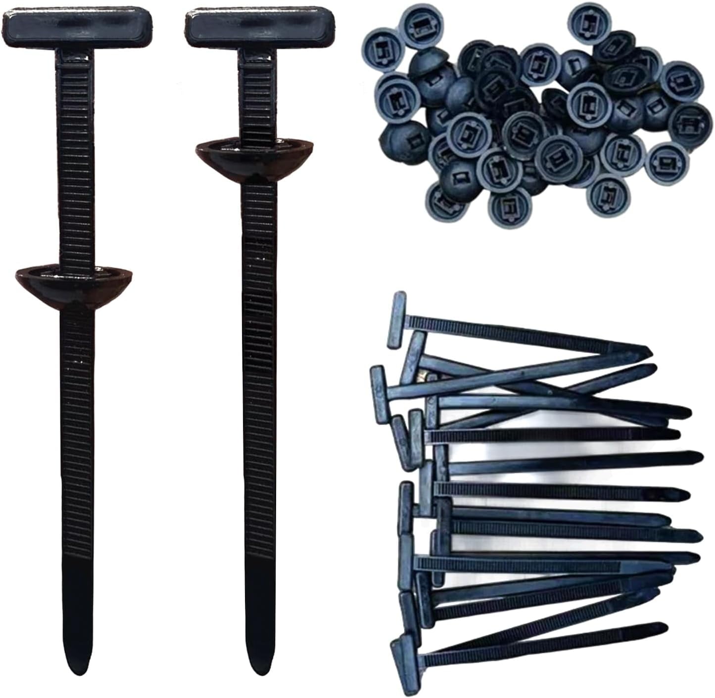 Nylon Universal Cable Tie Buckle, 100 PCS Pin and Button Zip Ties Self-Locking, Bumper Retainer Clips Car Plastic Rivets Fasteners for Auto Repairing Quick Fix and Hole Fastening