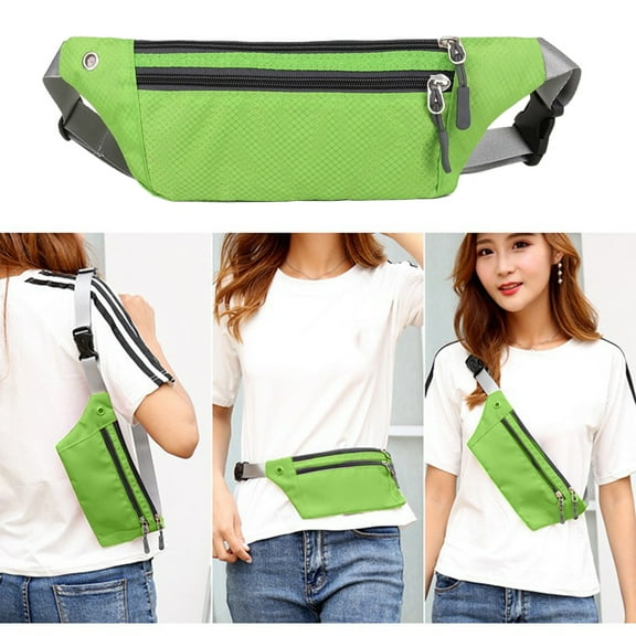 Nylon Waist Bag, Multifunctional Waterproof Crossbody Bag for Work & Daily Use, Black Gray Blue Pink Green, 8.66x3.94x0.39in