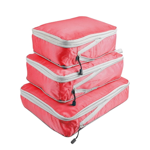 Nylon Waterproof Travel Packing Cubes, Foldable Compression Luggage Pouches with Zipper, Portable Travel Storage Bag Set for Accessories