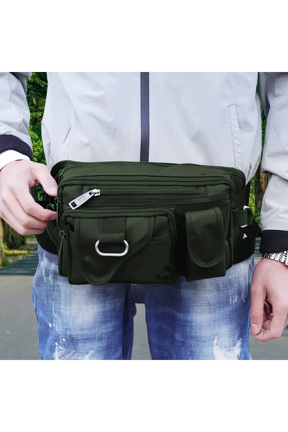 Nylon Waterproof Waist Pack,Men's Outdoor Sports Fanny Pack,Large Capacity Travel Belt Bag,Multifunctional Crossbody Sling,Lightweight Hands-Free Utility Bag Holiday Gifts