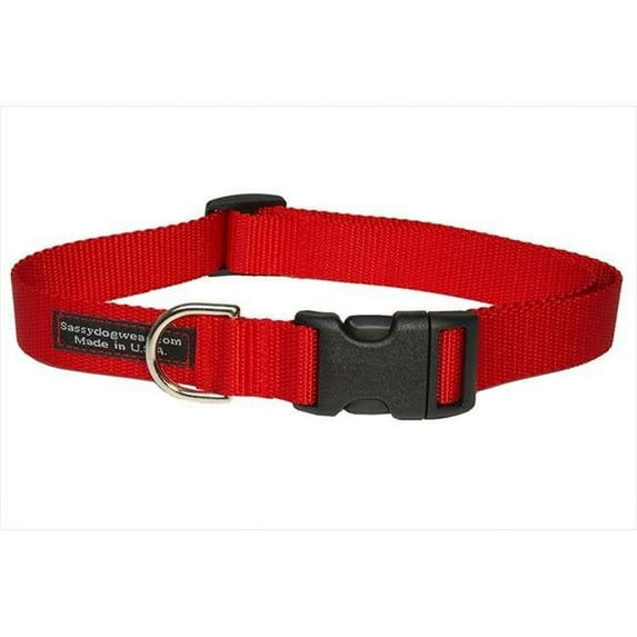 Nylon Webbing Dog Collar, Red - Small