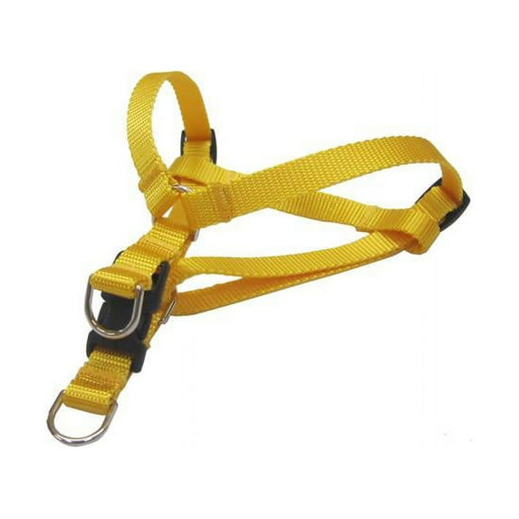 Nylon Webbing Dog Harness - Adjusts 15 - 21 in. - Yellow - Small