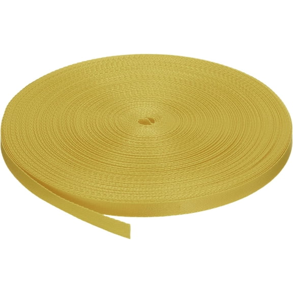 Nylon Webbing Strap Flat 3/8 Inch 50 Yards Gold for Outdoor DIY Gear Repair, Backpack, Luggage-Rack, Crafts -