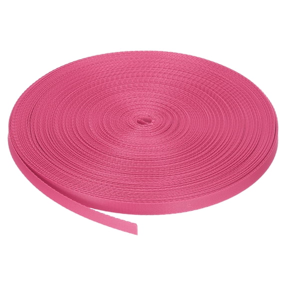 Uxcell Nylon Webbing Strap Flat 3/8" 50 Yards for DIY Luggage rack Rose Red