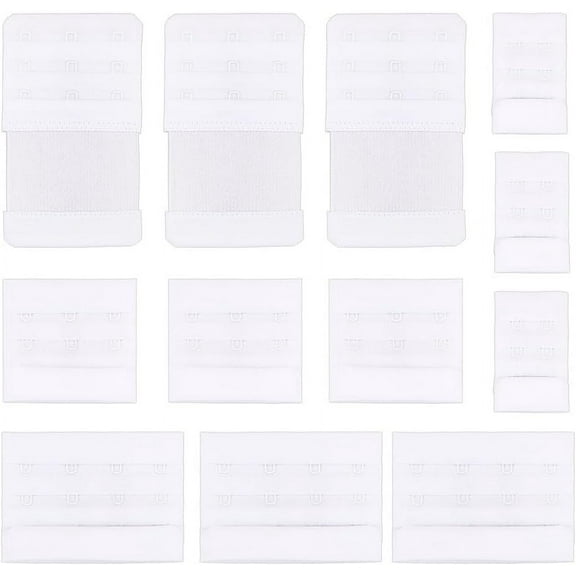 Nylon Women's 3 Rows x 2/3/4 Hooks Underwear Bra Extenders with Iron Rings & Hooks White 32~104x56~58x5~5.5mm