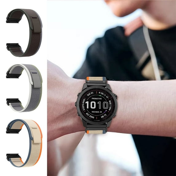 Nylon Woven Smart Watch Strap | Quick Release Buckle | Breathable Lightweight Adjustable Band | 20mm 22mm 26mm Options | Black Gray White | 24.5cm Length | Easy Swap Fitness Outdoor Wear