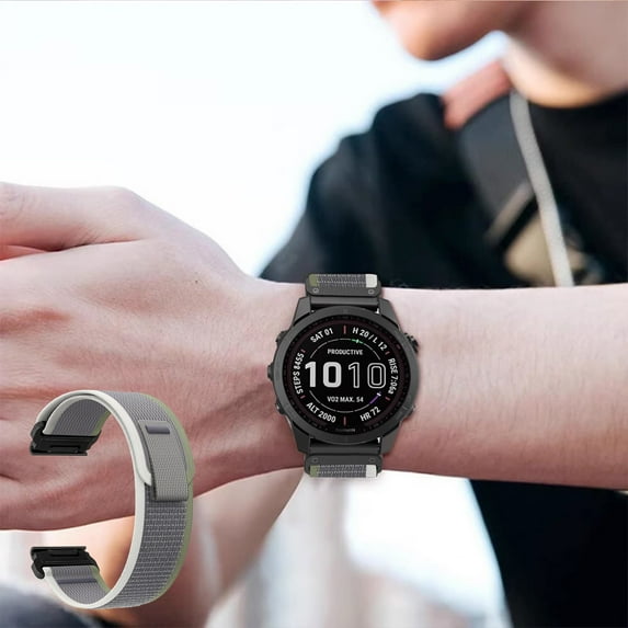 Nylon Woven Smart Watch Strap | Quick Release Buckle | Breathable Lightweight Adjustable Band | 20mm 22mm 26mm Options | Black Gray White | 24.5cm Length | Easy Swap Outdoor Wear