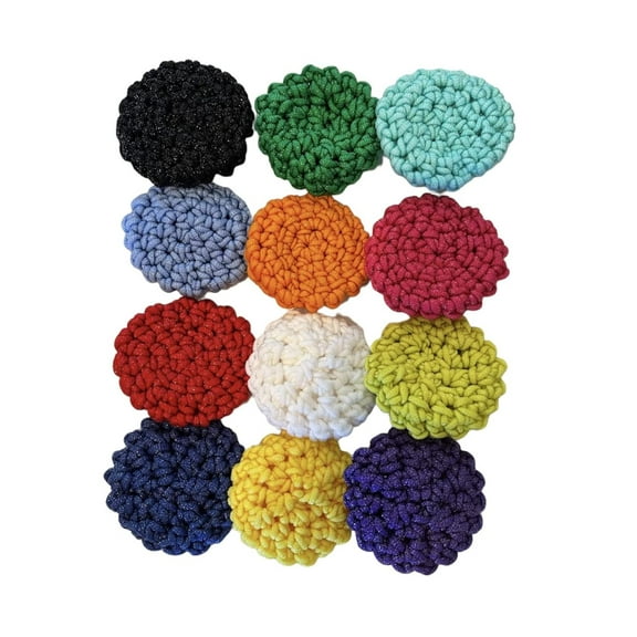 Nylon Yarn Kitchen Scrubbies - Scouring Pad - set of 12 - Pot Scrubbers - Sponge - Reusable - Bulk Pack - double thickness - 3.5 inch/palm size