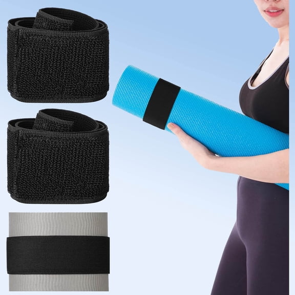 Nylon Yoga Mat Strap Stretchable Holder Adjustable Carrying Strap for Exercise Workout Pilates Yoga Mat Storage, Black