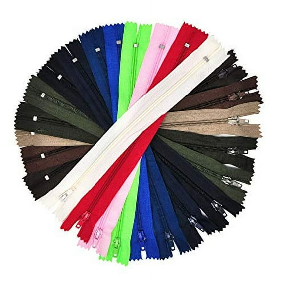 Nylon Zippers for Sewing, 8 Inch 100 PCs Bulk Zipper Supplies in Mixed Colors; by Mandala Crafts