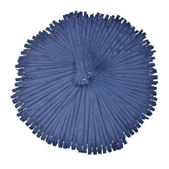 Nylon Zippers for Sewing, Bulk Zipper Supplies by Mandala Crafts (13 Inches, Navy Blue)