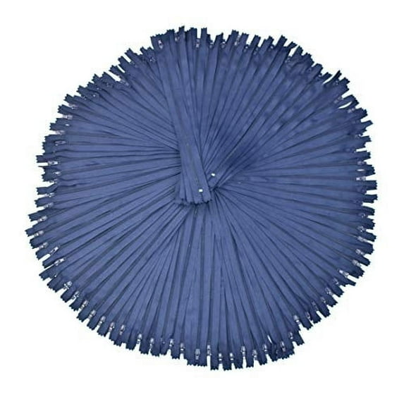 Nylon Zippers for Sewing, Bulk Zipper Supplies by Mandala Crafts (6 Inches, Navy Blue)
