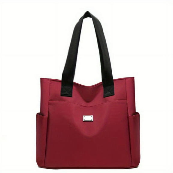 Nylon shoulder bag, fashionable solid-color handbag, casual multi-pocket handbag for going out