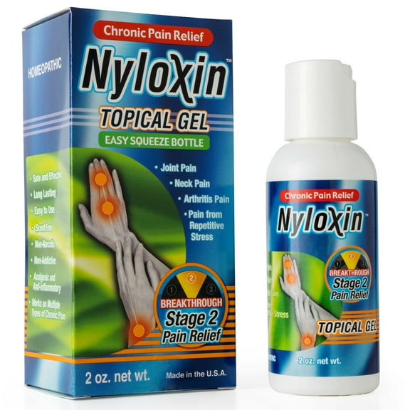 Nyloxin Arthritis Pain Relief Easy Squeeze Gel.  A homeopathic safe and effective pain relief gel.