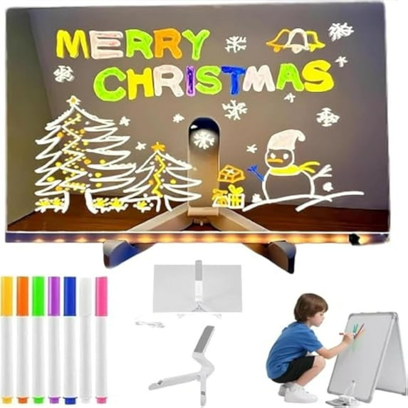Nylycas Drawing Board, Nylypad LED Drawing Boards, luminboard, Lumi Board, Doodle Glow Led Drawings Boardfor Kids, Cosmody Light Up Writing & Drawing Boards with Stand (#5.9 * 5.9")
