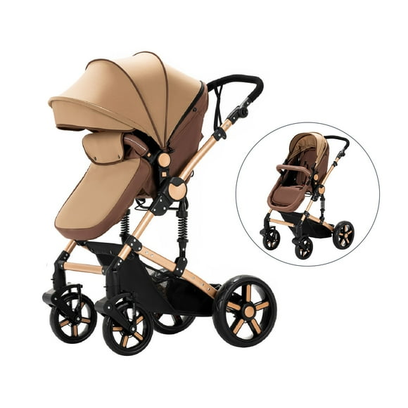 Nymph ZC 2-in-1 Modular Baby Stroller,Infant Travel System with Folding Infant Newborn Bassinet Pram,Khaki