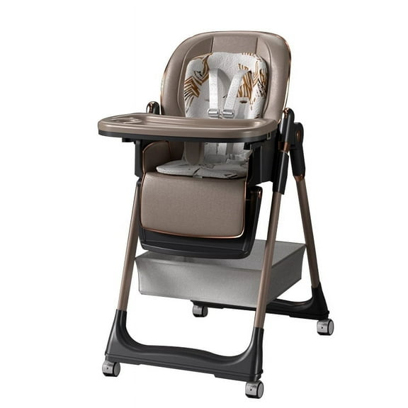 Nymph ZC Adjustable Convertible Baby High Dining Chair and Table Set Baby Feeding Chair with 360°Swivel Wheels for Babies and Toddlers,Brown
