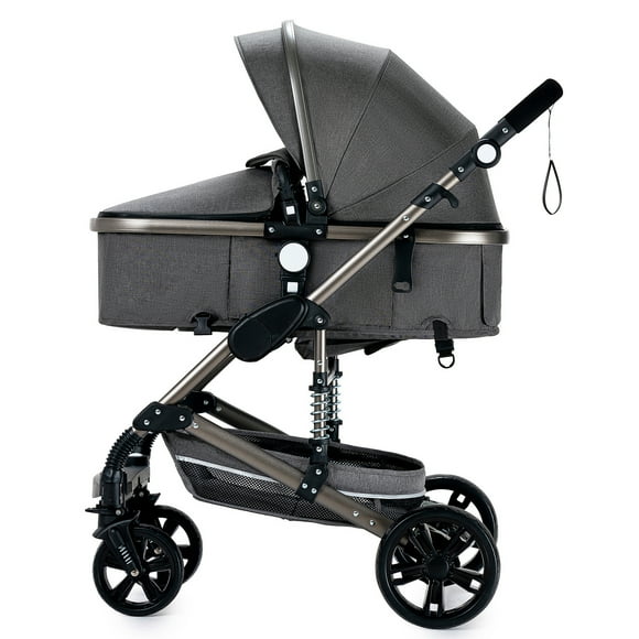 Nymph ZC Fashion Folding Baby Travel System with Some Accessories and Convertible Reversible Bassinet Pram,39lbs,Grey