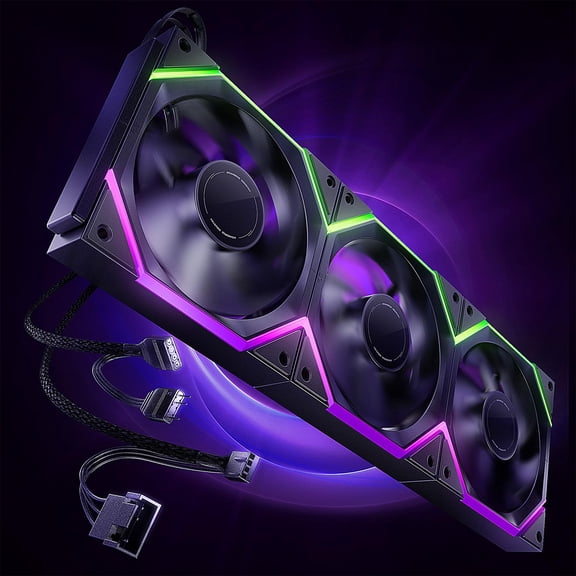 Nyota Pro 120mm PC Fans ARGB PWM, Modular Da y-Chain Design, Dual-Zone Asynchronous Lighting, 18 Addressable LEDs, 2000RPM High Airflow 61.5CFM, Low No e 29dB, for PC Case & Liquid Cooler