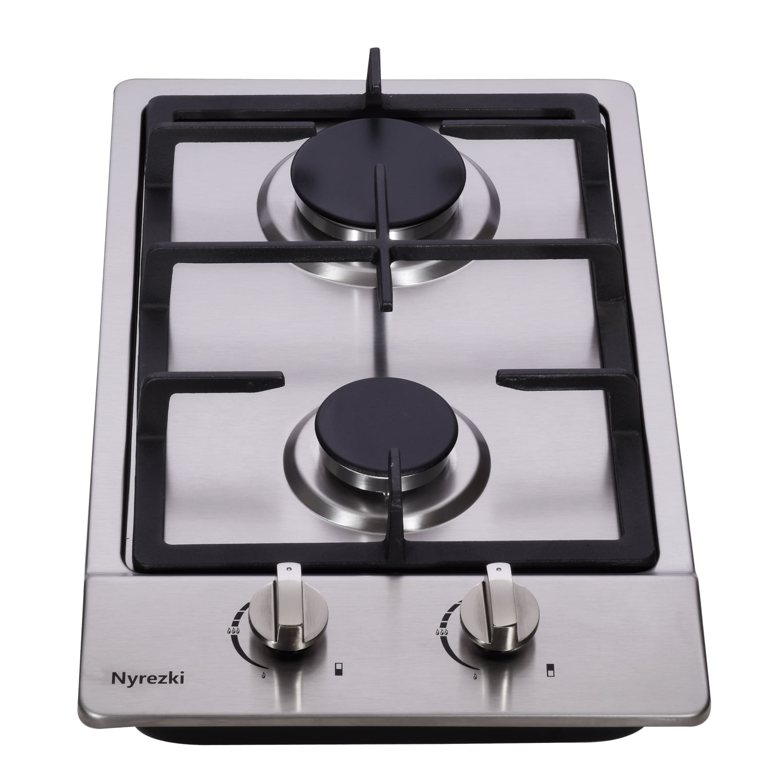 Nyrezki 12 Inch Gas Cooktop, 2 Burners Built-in Gas Stovetop Stainless Steel Gas Stove Top Propane/Natural Gas Convertible Sealed Gas Cooktop for RVs, Apartments, Outdoor