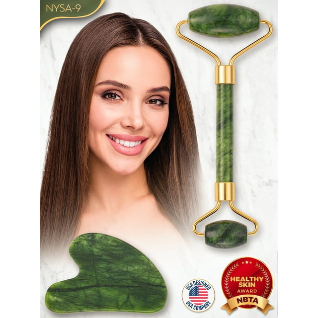 Nysa9 Jade Roller and Gua Sha Set, Face Roller Facial Beaty Massage