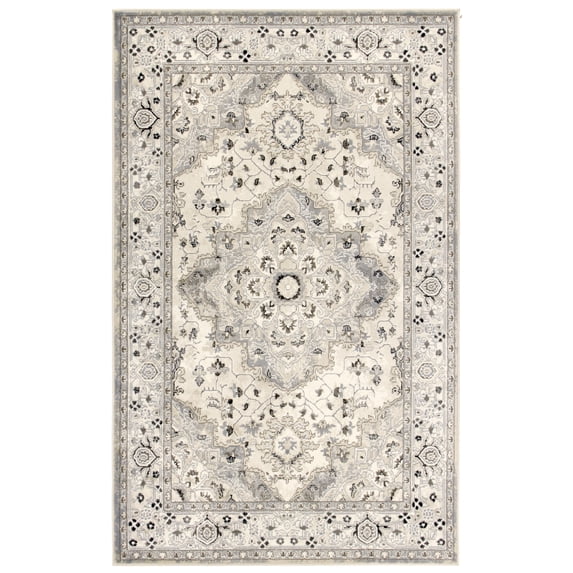 Nysa Floral Indoor Area Rug by Blue Nile Nills - 4' x 6', Slate