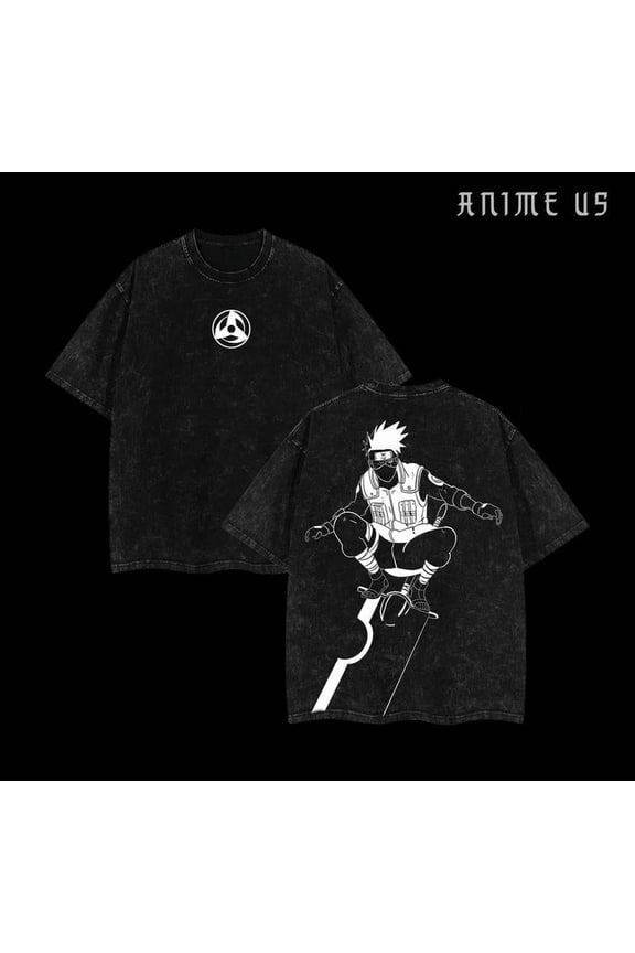 Shadow Copy Ninja Vintage Washed Oversized Graphic T-Shirt, Anime Shinobi Unisex Streetwear Tee