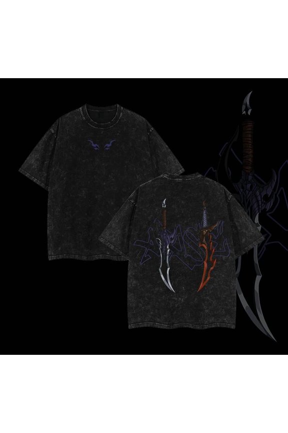 Shadow Twin Daggers Vintage Washed Oversized Graphic T-Shirt