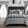 Nysh 20 Piece Comforter Set Color Block Geometric Ikat Embroidered Bed