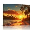 Nyssed Beach Pictures Ocean Canvas Wall Art, Sunset Tropical Wall Art