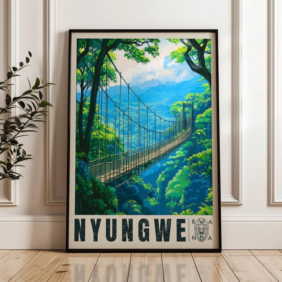 Nyungwe Forest National Park Travel Poster, Rwanda Wall Art Print, Illustration Artwork, Home & Office Decor, Gift Idea, Africa Travel Print Wall Art, Modern Wall Decor, 16x24 UNFRAMED