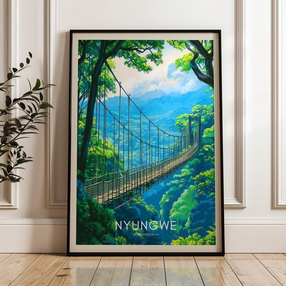 Nyungwe Forest National Park Travel Poster, Rwanda Wall Art Print, Illustration Artwork, Home & Office Decor, Gift Idea, Africa Travel Print Wall Art, Modern Wall Decor, 16x24 UNFRAMED