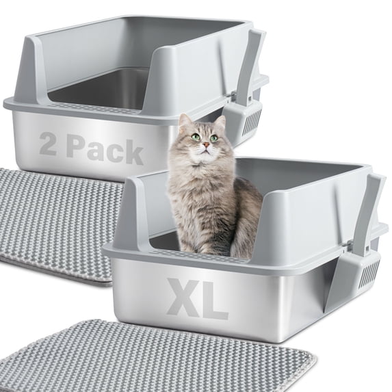 6 Side Box Nyutu, Stainless Steel Litter Box with Lid, XL 20L, Gray - Walmart.com