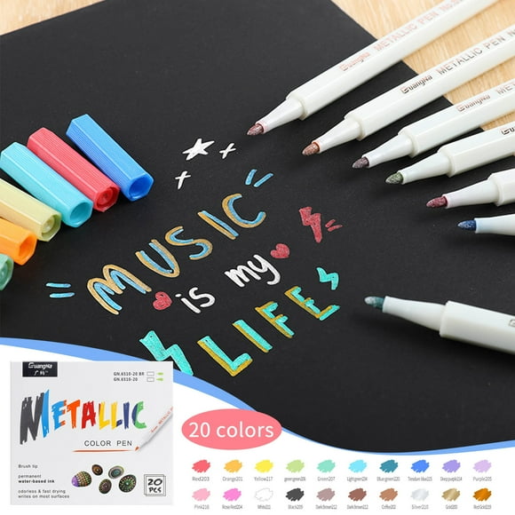 Nywaba Aesthetic Highlighter Marker, Liquid Highlighters, Hard Tip Sign Pen Black Card Painting Pen 20 Colors