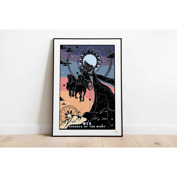 Nyx Goddess Of The Night Greek Mythology Poster, Gods And Goddess Wall Art Print