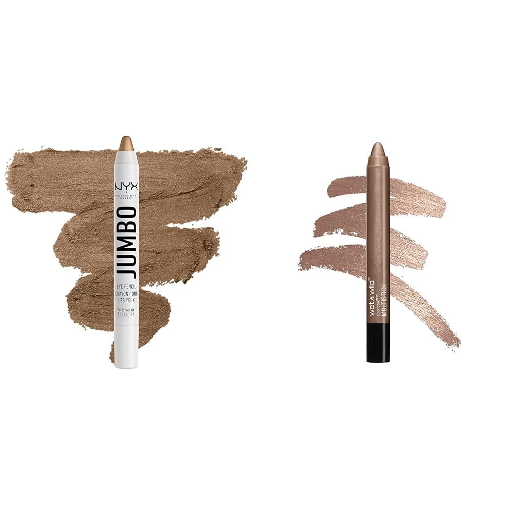 Nyx Jumbo Eye Pencil Iced Mocha & Wet N Wild Champagne Room Cream Eyeshadow Makeup MultiStick