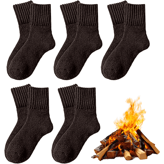 Nyzfexk Womens Solid Mid Calf Socks, 5 Pairs Cozy Fall Socks for Women, Winter Soft Thermal Cotton Knit Socks , Women's Thermal Crew Socks , Cozy Casual Soft Comfy Warm Socks for Fall & Winter