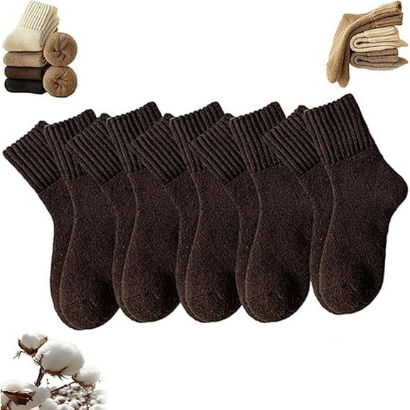 Nyzfexk Womens Solid Mid Calf Socks, Womens Solid Mid Calf Socks For Fall And Winter, Ladies Cozy Casual Warm Thick(Dark Brown)