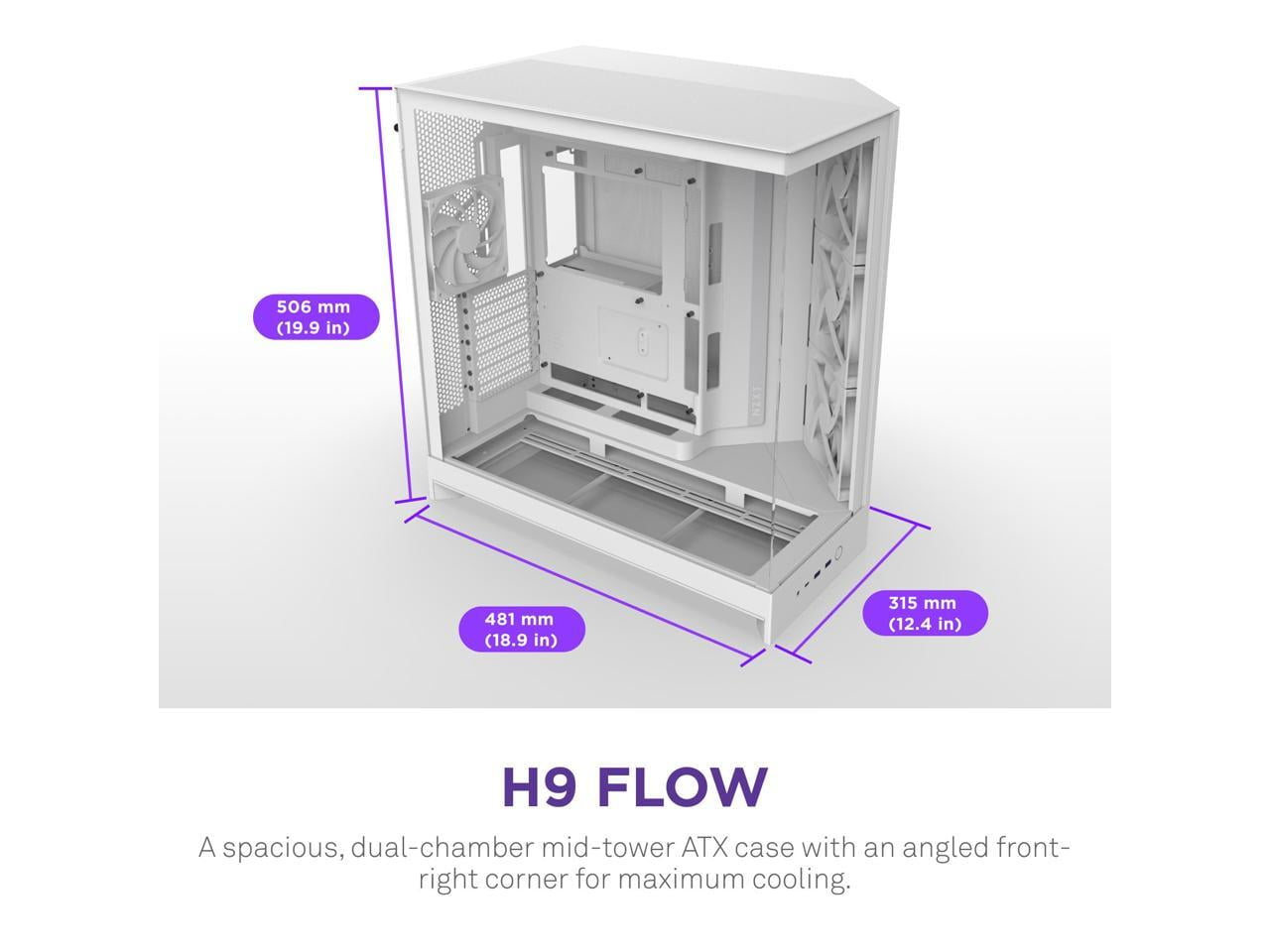 NZXT CMH92FW01 H9 Flow ATX Mid-Tower PC Case Dual Chamber White