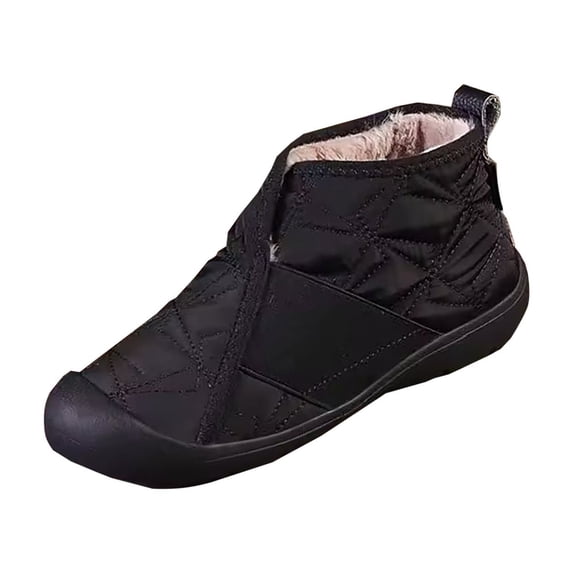 O-065 Black Thickened Fleece Lined Boots For Women Waterproof Winter Short Snow Boots Casual