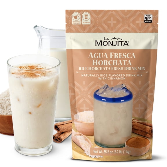 La Monjita Agua Fresca Horchata - Mexican Agua de Horchata Naturally Rice Flavored Drink Mix With Cinnamon - 100 Servings (1kg / 35.2oz)