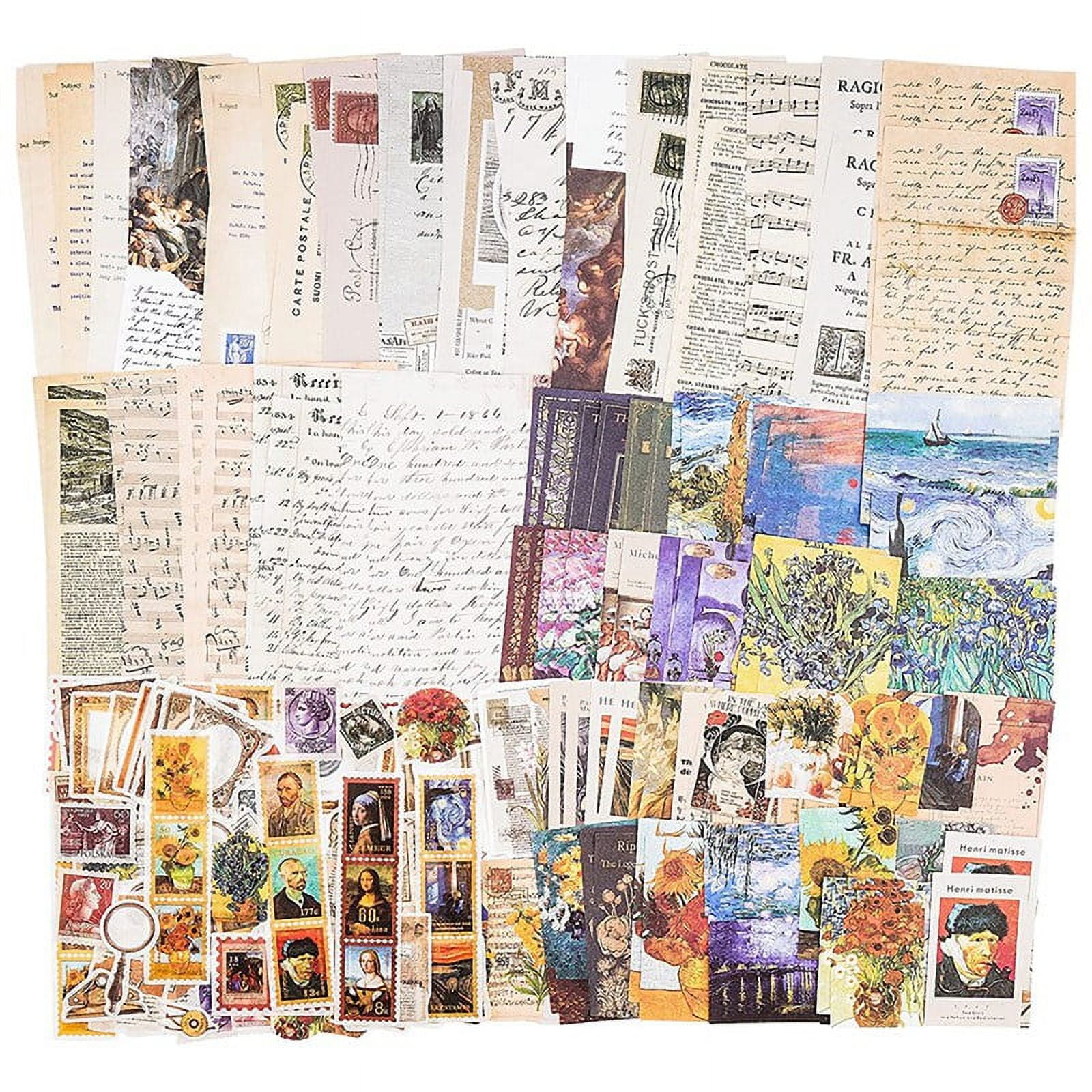 O 5.91" x 3.94" Vintage Scrapbook Paper, 200 PCS Junk Journal Stickers Kit, Girls 12+